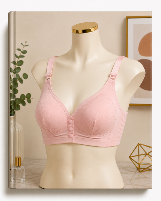 A6 Light Pink Front Button Comfort Bra