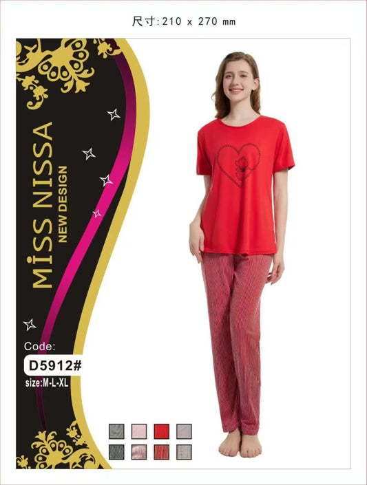 Miss Nissa D5912# Women's Heart Print Night Suit / Lounge Wear